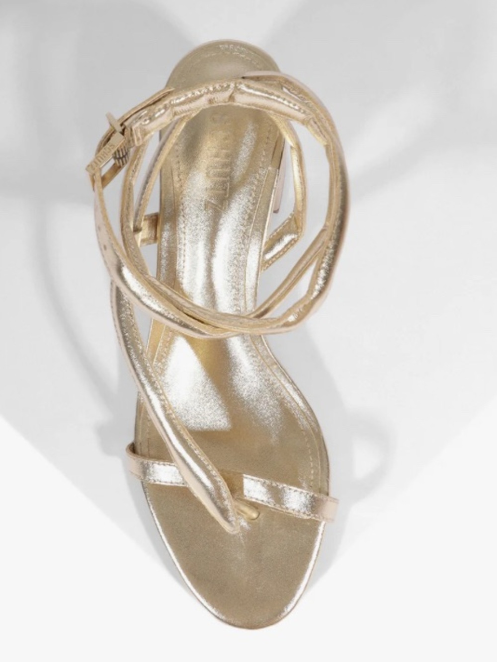New Schutz Courtney Metallic Gold Leather Sandals